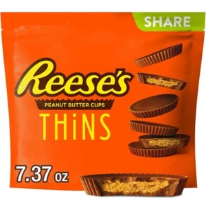 〽️ New Exclusive Reeses Milk Chocolate Peanut Butter THINS Smooth Cups 7.37oz - Picture 1 of 2
