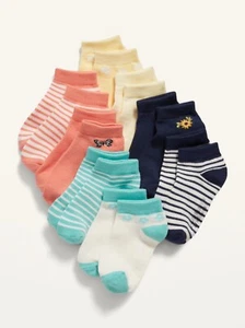 Paquete de 8 calcetines tobilleros a rayas lisas azul marino antiguo talla 6-12 meses o 4T-5T - Imagen 1 de 1
