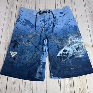 Columbia PFG Fish All Over Print Board Shorts Mens Size 32 Bottle Opener 11" - Picture 1 of 11