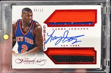2013-14 Flawless Larry Johnson Dual Patch Autograph Greats Auto Ruby /15