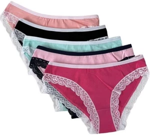 New 5 Womens Sexy Bikini Panties Brief Floral Lace Cotton Underwear (#F344) - Picture 1 of 6