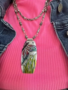 Collar Chicos Plata Doble Cadena Rojo/Verde Estrás/Mariposa/NUEVO CON ETIQUETAS/ - Imagen 1 de 13