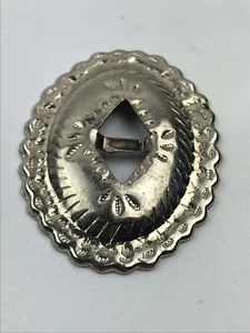 Concho Slotted Oval Shaped Scalloped Silver Tone Country Western ~1 1/4" Height - Picture 1 of 4