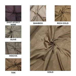 100% SILK DUPION FABRIC 54 inch wide Handloom 6 Colours Dress Weddings Curtains - Picture 1 of 16