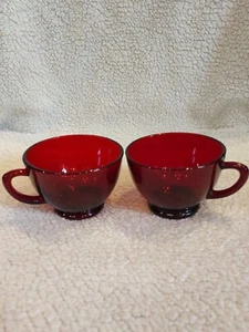 Ruby Red Punch Cups Vintage Set Of 2 - Picture 1 of 5