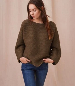 NWT LOFT Lou & Grey Fig Leaf Green Oversized Ribbed Knit Sweater, XS -$69.50 NEW - Picture 1 of 24