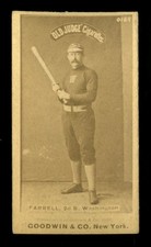 1887 N172 Old Judge #154-6 Jack Farrell – Bat at Ready Wall Background - PR