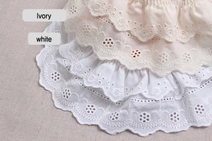 Broderie Anglaise occhiello raccolto bordo in pizzo da cortile 2,8" (7 cm) YH1463a - Foto 1 di 7
