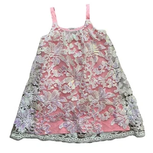$140 Halabaloo 8 Dress Pink Satin White Tulle Sequins Party Wedding Guest Mesh - Picture 1 of 6