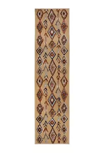 Moroccan Diamond Runner - 2'x8' Beige, Geometric, Transitional Area Rug - 503 - Picture 1 of 9