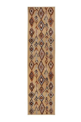 Moroccan Diamond Runner - 2'x8' Beige, Geometric, Transitional Area Rug - 503 - Image 1 of 4