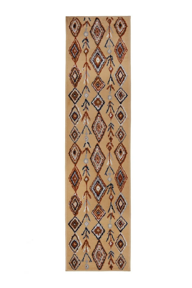 Moroccan Diamond Runner - 2'x8' Beige, Geometric, Transitional Area Rug - 503 - Image 1 of 4