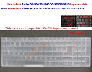 Keyboard Skin For Acer Aspire V3-575 V3-575G V3-575T V3-574 V3-574G V3-574T - Picture 1 of 5