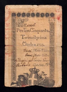 F.C. ITALIA ITALY , 50 LIRAS 1794 , B/C , SUCIO , P.S.117 . - Imagen 1 de 2