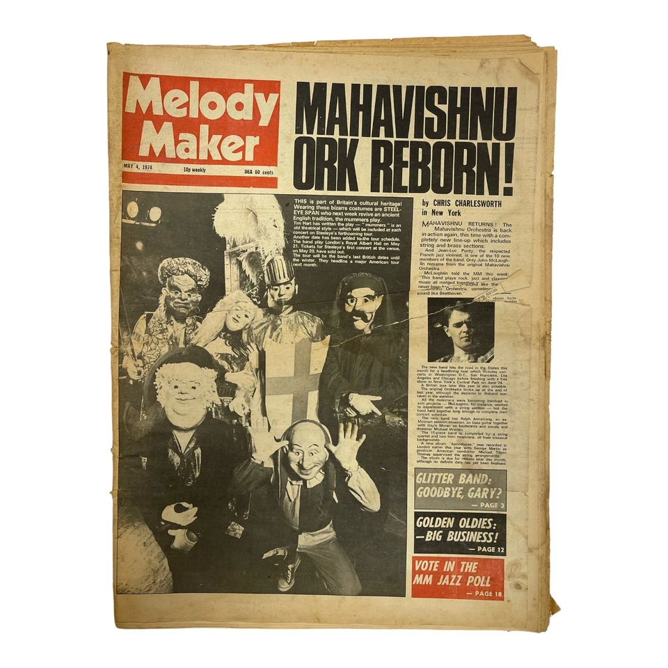 Melody Maker May 4, 1974 Steel Eye Span Mahavishnu Andy Williams Gary Glitter - Image 1 of 2