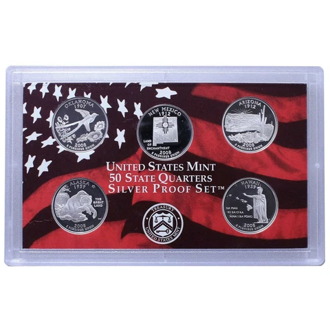 2008 United States Mint 50 State Quarter SILVER Proof Set -- Box and COA Cover