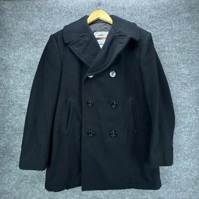 USN DSCP Quarterdeck Wool Overcoat Peacoat Mens 40L Black Double Breasted - Image 1 of 4