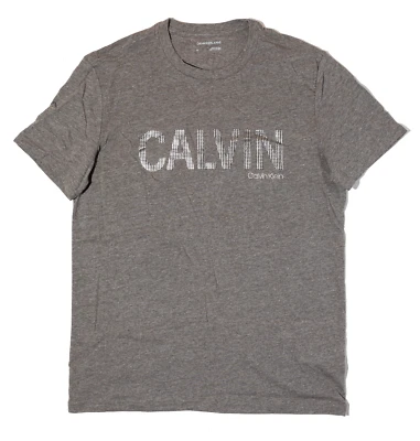 CALVIN KLEIN BNWT MENS SHORT SLEEVE LOGO COTTON T-SHIRT sz M MEDIUM GREY SILVER - Image 1 of 3
