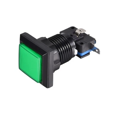 Game Push Button 34x34 Square 12V LED Illuminated Push Button Switch Green 1pcs - Image 1 of 3