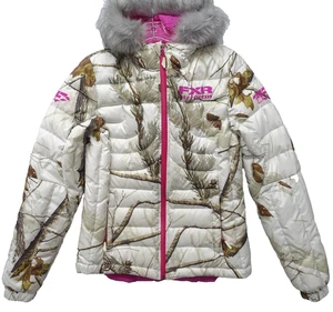 FXR OUTDOOR~NEUWERTIG!!~WHITE REALTREE AP 90% DOWN PUFFER RACING JACKET HOODED GR:6 - Bild 1 von 9