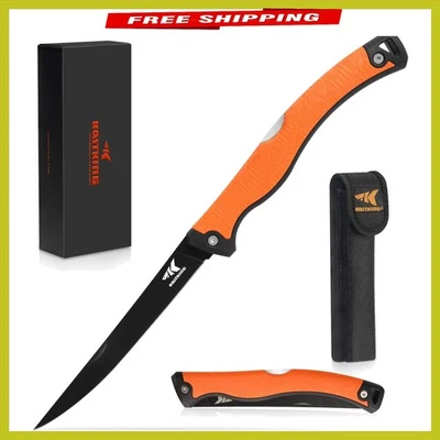 Razor Sharp Folding Hunting Knife - Lightweight 8.1 oz, Non-Slip Rubber Handle - Image 1 of 4