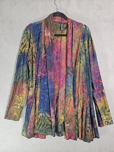 Sacred Threads Lagenlook Damen Strickjacke Shirt Herbst Regenbogen Struktur Größe L / XL - Bild 1 von 9