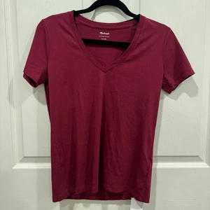 Nueva con etiquetas Camiseta Madewell Softfade Algodón Cuello en V Para Mujer Borgoña Extra Pequeña XS - Imagen 1 de 6