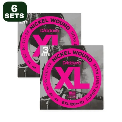 6 套 D'Addario EXL120+ 镍伤口 9-44 电吉他弦 EXL120+-3D 2 — 第 1/4 张图片
