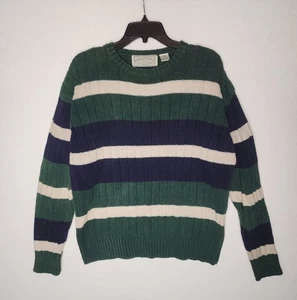 Suéter De Colección Y2K American Eagle Cuello Redondo Verde Rayas Grueso Tejido Para Hombres Mediano - Imagen 1 de 6
