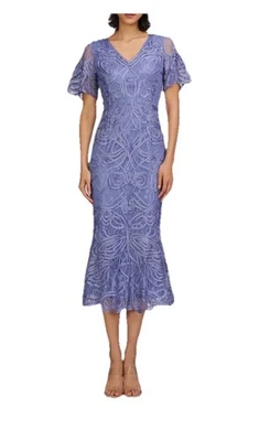 JS Collections Women Size 16 Camila Soutache Cocktail Dress Denim Blue Lace NEW - Image 1 of 4