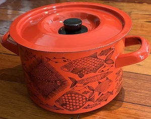 Cacerola de diseño de pescado esmaltado Finel Finland vintage - Imagen 1 de 8