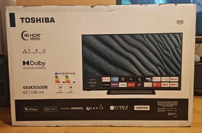 Toshiba 43UK3C63DB 43 Inch Ultra HD Smart TV with Alexa Built-in 4K UHD Black - Image 1 of 4
