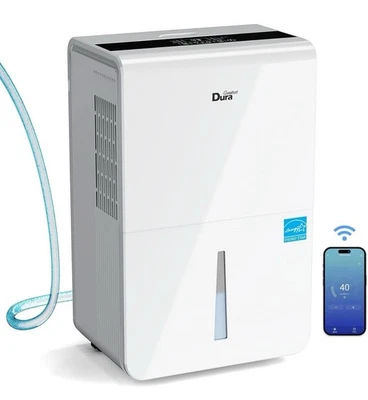 Deshumidificador DuraComfort 50 pintas para tanque inteligente WiFi de hasta 4500 pies cuadrados 1,6 G NUEVO Foto 1 de 4