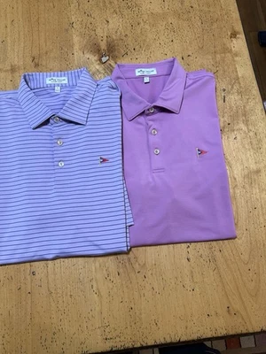 Lote de 2 Camisas Polo Peter Millar Para Hombre Grandes Verano Confort Golf Púrpura Foto 1 de 4