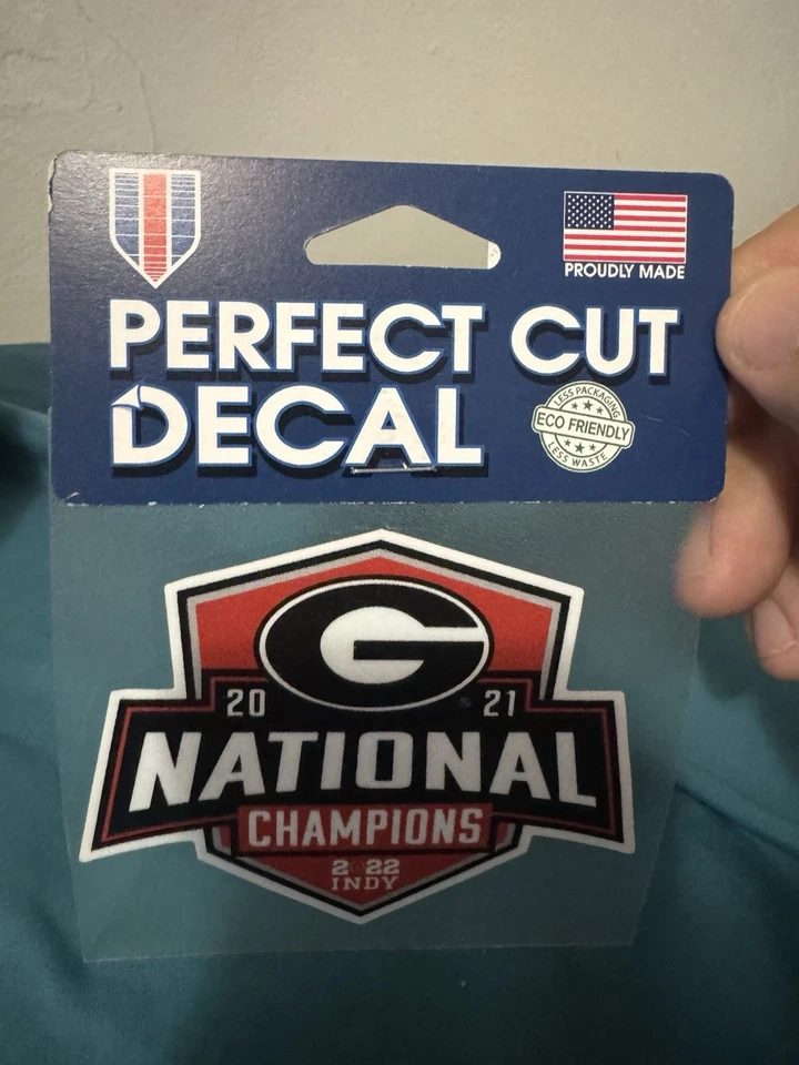 "CALCOMANÍA DE CORTE PERFECTO GEORGIA BULLDOGS 2021 CAMPEONES NACIONALES NCAA 4x4""" Foto 1 de 1