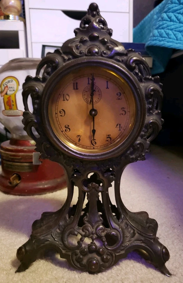 Cast Iron Turn Of The Century Alarm Clock Unbranded, Working - Image 1 of 4