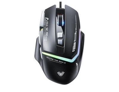 AULA S12Pro Gaming Mouse Wired,6 Adjustable DPI 12800,Ergonomic RGB- Black - Image 1 of 4