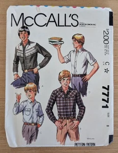 McCall's 7771 Boys Button Front Collared Shirt Pattern Size 8 Uncut - Picture 1 of 2