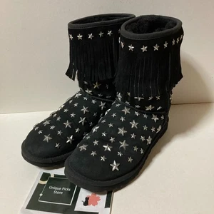 Stivali UGG × Jimmy Choo scamosciati borchiati a stelle neri US6 EU37 UK4,5 - Foto 1 di 8