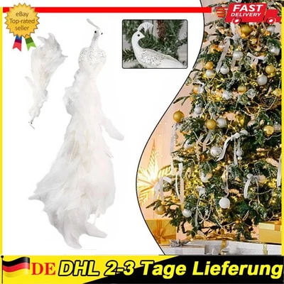 DE Simulierter Weißer Pfau Dekoration Dekorationen Natürliche Pfauenfeder -Neu- - Bild 1 von 4