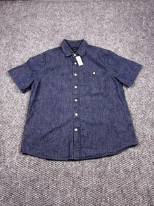Banana Republic Shirt Mens Medium Blue Short Sleeve Chambray Button Pocket NEW - Picture 1 of 7