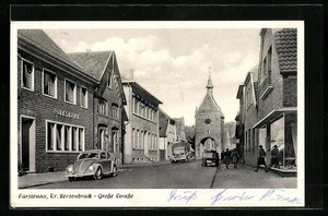 Fürstenau, Große Straße mit Volksbank, Ansichtskarte 1959 - Picture 1 of 2