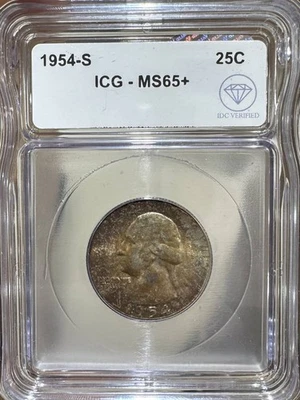 1954 S Quarter Dollars Silver Coinage ICG MS-65 IDC Verified - Image 1 of 2