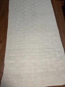 Vintage handgehäkelt creme afghanische Decke Überwurf lang 86 "x 45" passt einem Doppelbett - Bild 1 von 5