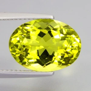 6,77 ct glitzernder (14 x 10 mm) 100 % natürlicher ovaler Schliff grünes Gold Zitronenquarz Edelstein - Bild 1 von 7