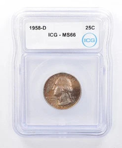1958-D Washington Quarter MS66 ICG Beautiful Tone *8737 - Picture 1 of 3