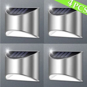 4LED Solarleuchte Wandleuchte Edelstahl Zaunleuchte Außenlampe Garten Leuchte DE - Bild 1 von 20