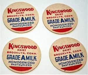 4 Kingswood Dairy Farm Grade A Pasteurized Milk Bottle Cap NOS 1950s Brooklyn CT - Picture 1 of 5