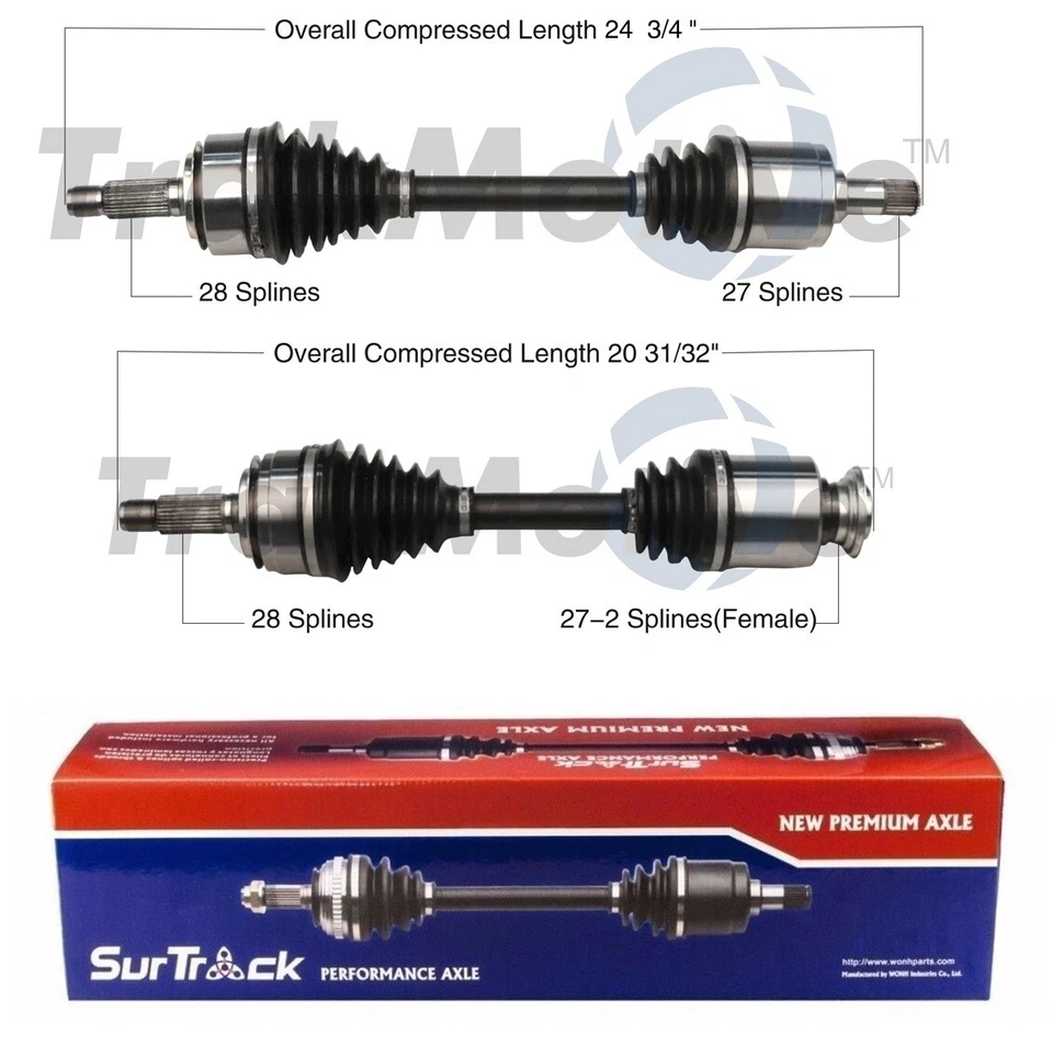 Комплект из 2 передних осевых валов SurTrack для Honda Civic Acura ILX FWD с ручной коробкой передач - Изображение 1 из 1