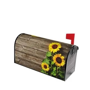Sunflowers Wood Mailbox Covers Magnetic Post Box Cover Wraps 21x18 in Black3 - Picture 1 of 7